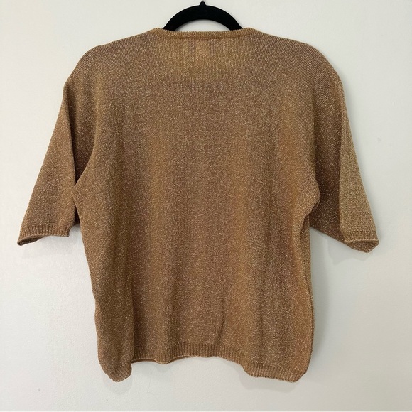 Vintage Women’s Pendleton Wool Blend Short Sleeve Top Size Medium Gold Shirt - Picture 8 of 10